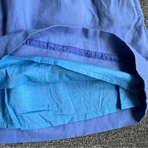 J. Crew Factory Pull-On Linen Cotton Blend Mini Skirt Blue Size 0 - Picture 3 of 7